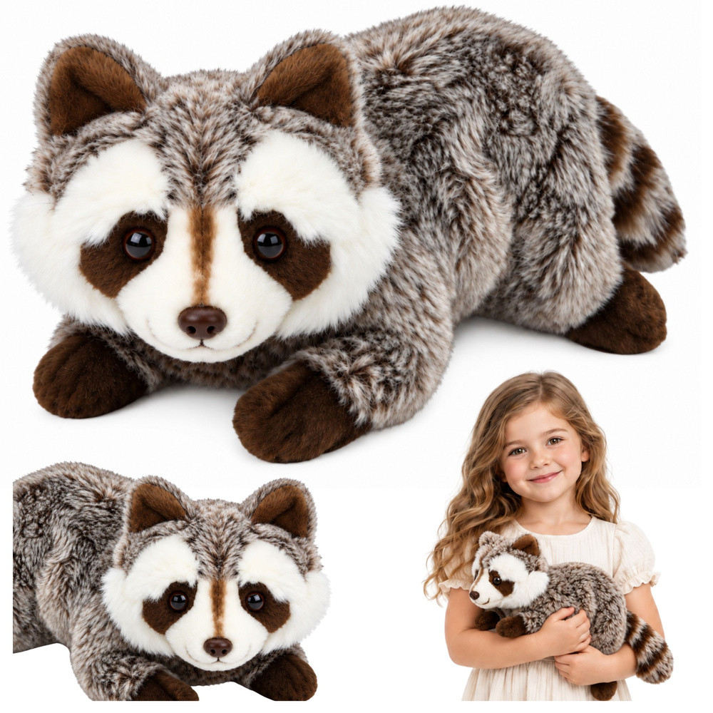 Plush Raccoon Stuffed Animal Cuddly Toy Brown 41 cm