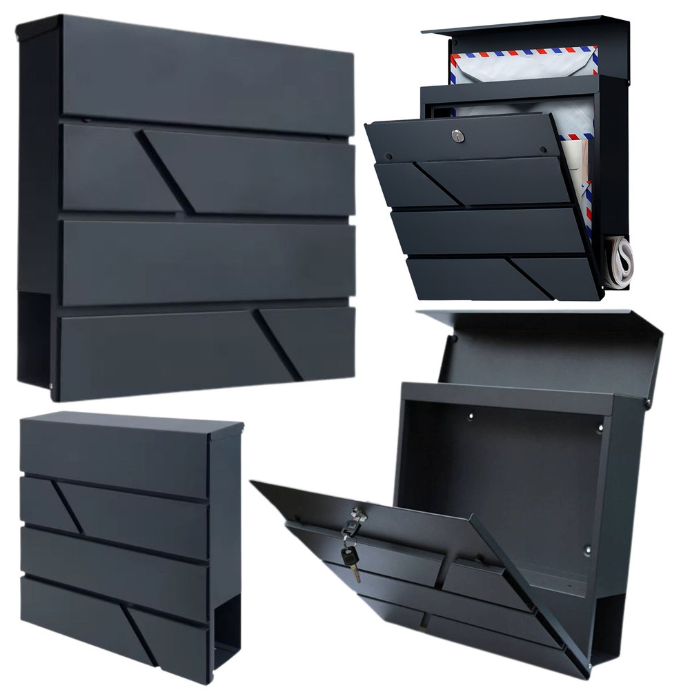 Nagy A4-es postaláda – antracit, 37 x 37 x 11 cm