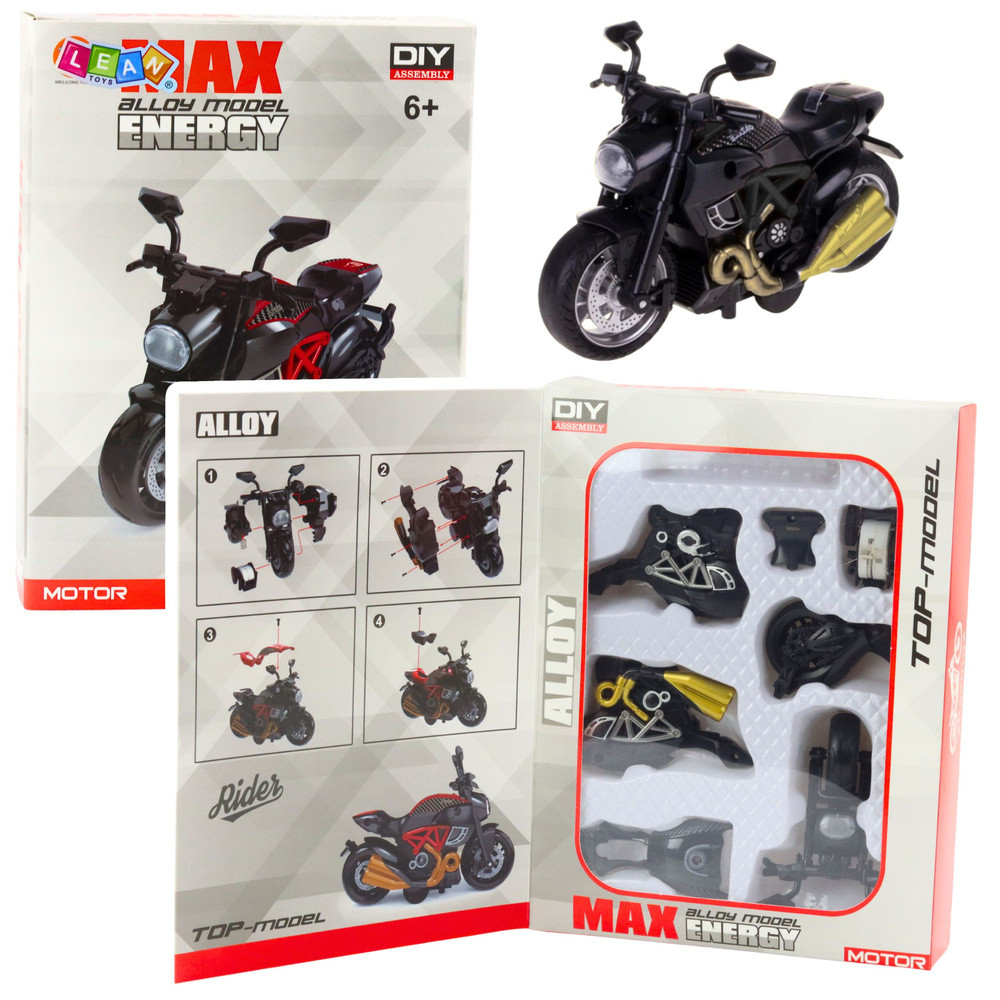 Összeszerelhető fém motormodell, 1:14 – fekete-arany