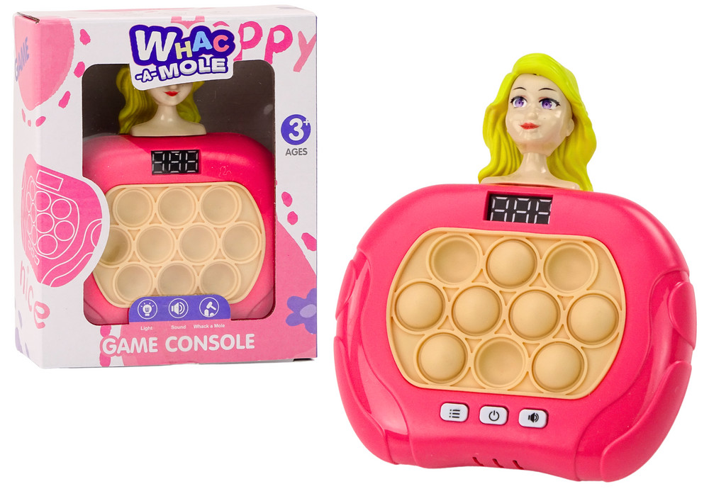Rózsaszín babafigurás Pop-It játék fénnyel és hanggal