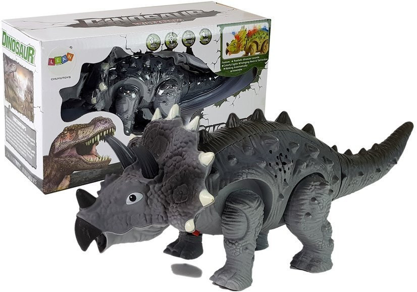 Elemes szürke Triceratops fény- és hanghatással