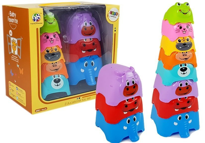 Állatos pohárpiramis babáknak, 8 darab