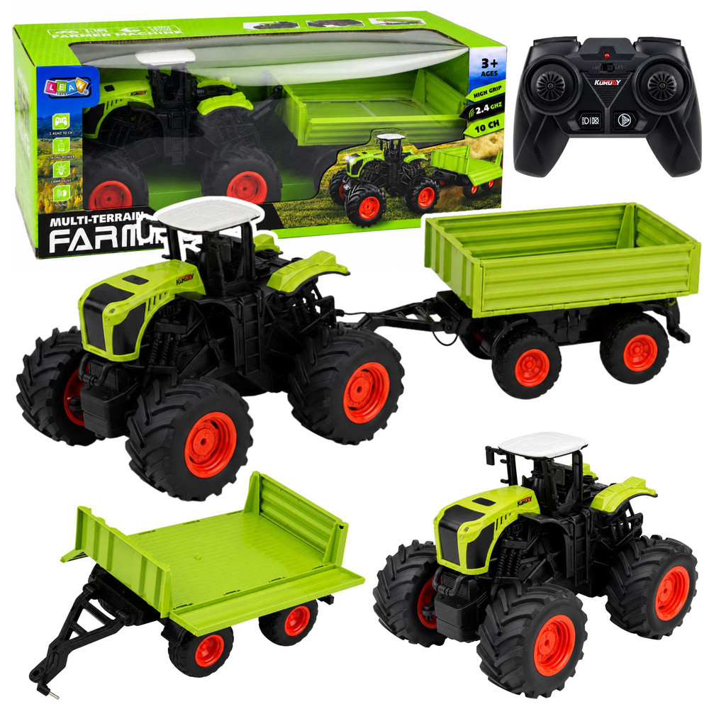 Távirányítós traktor billenő pótkocsival, 1:16