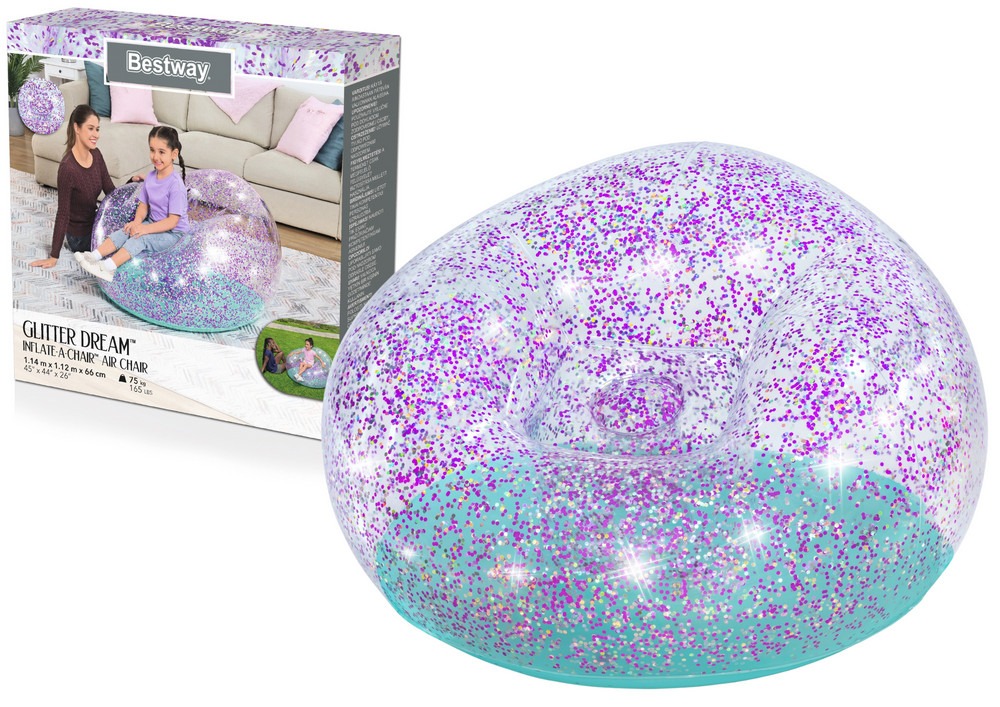 Bestway 75115 csillámos felfújható fotel – 114 x 112 x 66 cm