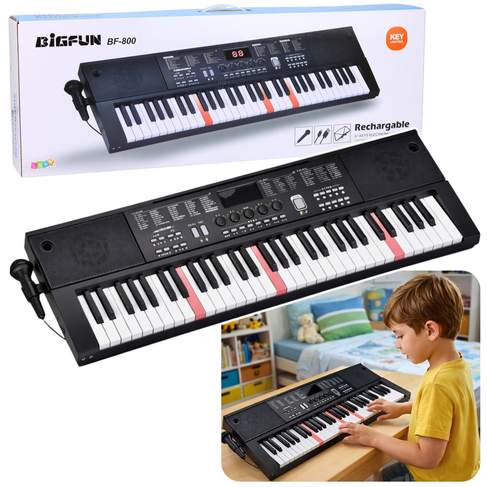 61 billentyűs keyboard mikrofonnal – 200 hangszín, LCD