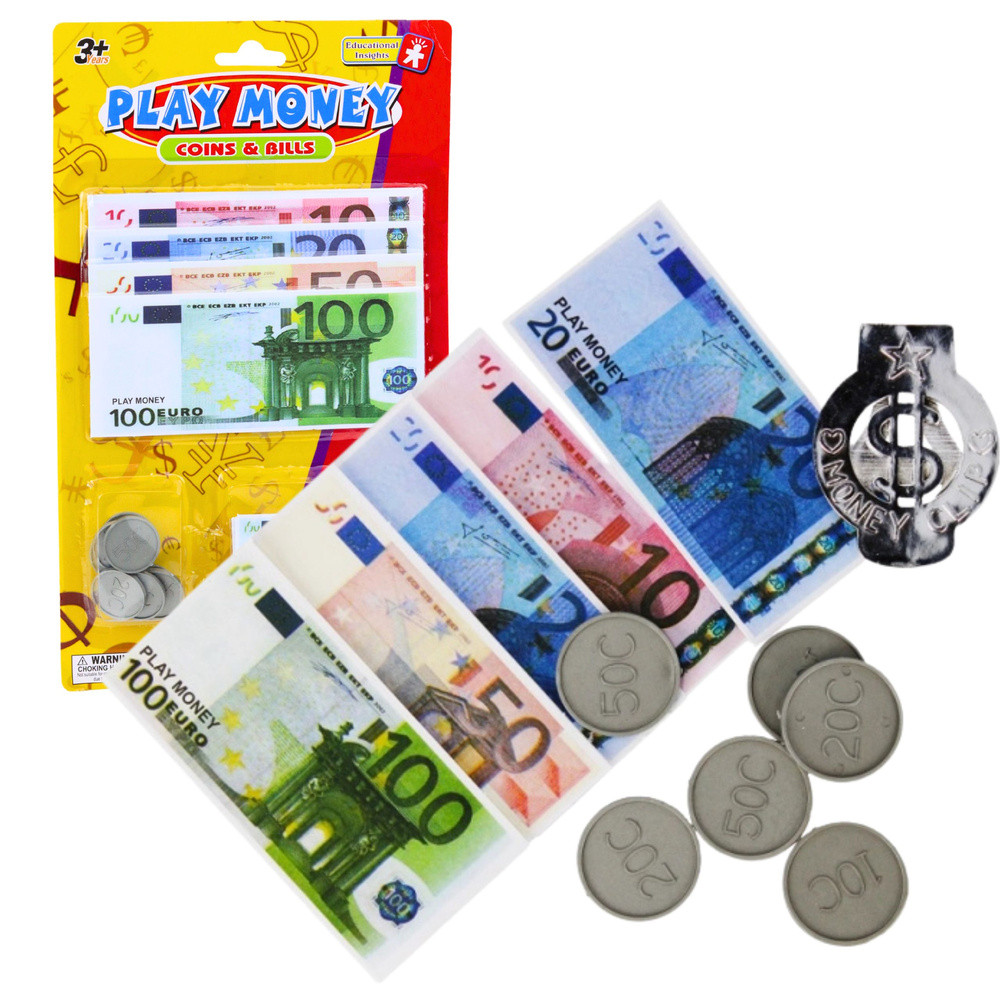 Set of Toy Money Euro Banknotes Coins Euro Pendant