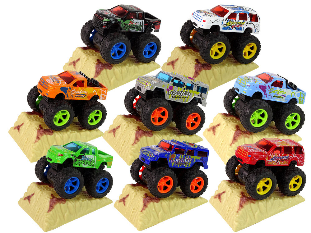 Fém monster truck hátrahúzós hajtással és ugrórámpával