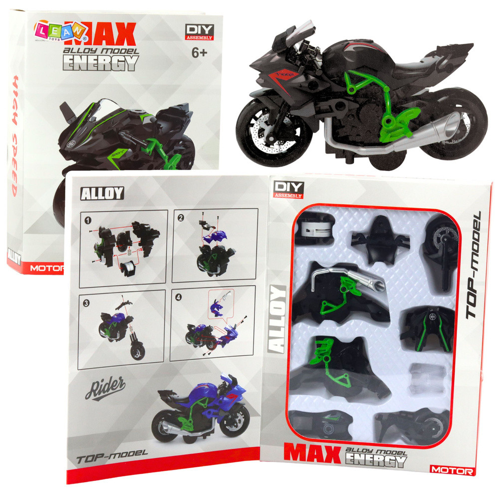Összeszerelhető fém motormodell, 1:14 – zöld-fekete