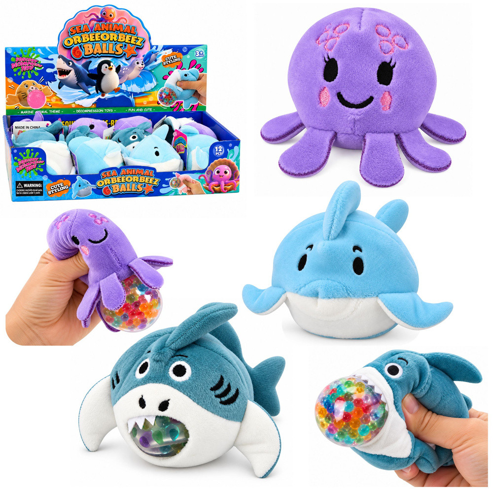 Squeezable Plush Toy with Water Balls Sea Animals 6 cm