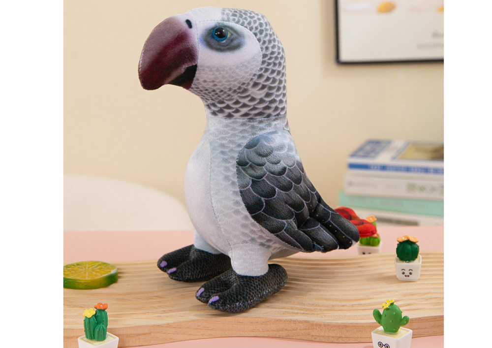 Szürke plüsspapagáj, 20 cm