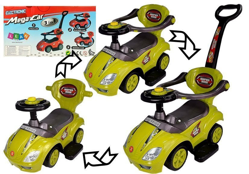 Toddlers Ride On Push Along with Parent Handle Mega Car 3in1 Yellow