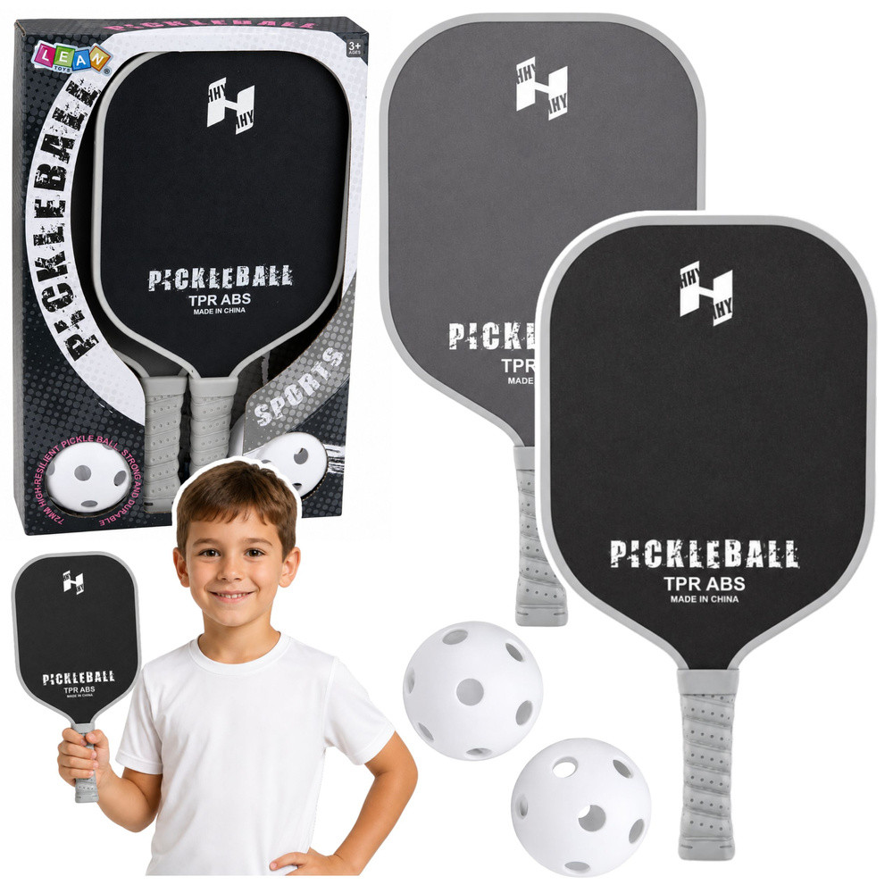 Pickleball ütőkészlet 2 ütővel és 2 labdával, fekete-szürke