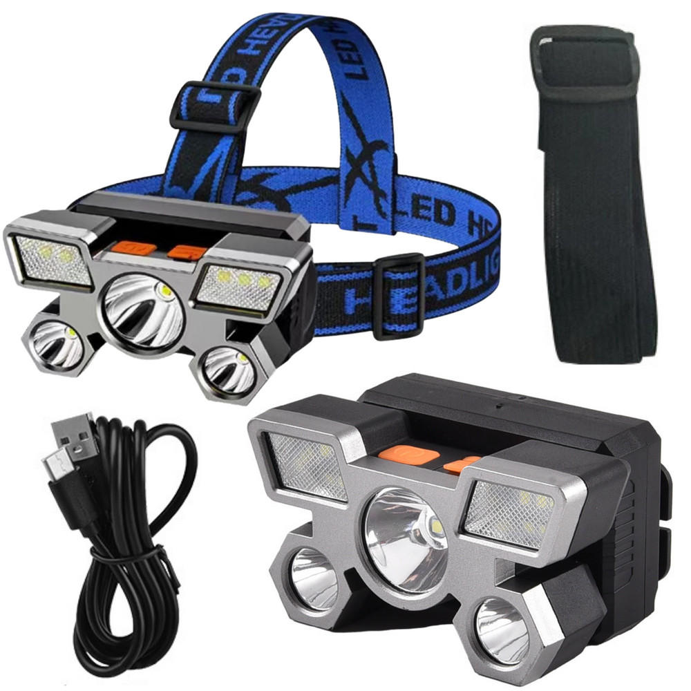 LED fejlámpa, 800 lm, 4 mód, USB-töltés