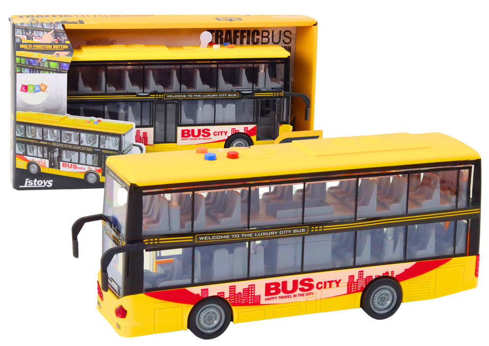 Sárga emeletes busz fénnyel és hanggal, 1:16