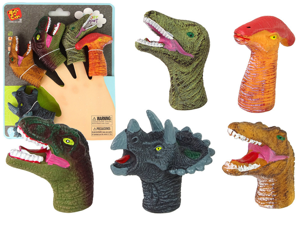 Dinoszaurusz ujjbábkészlet, 5 darabos