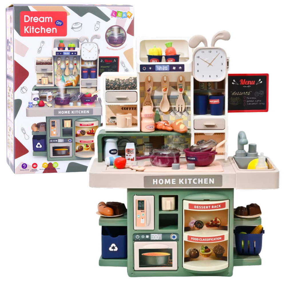 Dream Kitchen játékkonyha gőzzel és 33 kiegészítővel