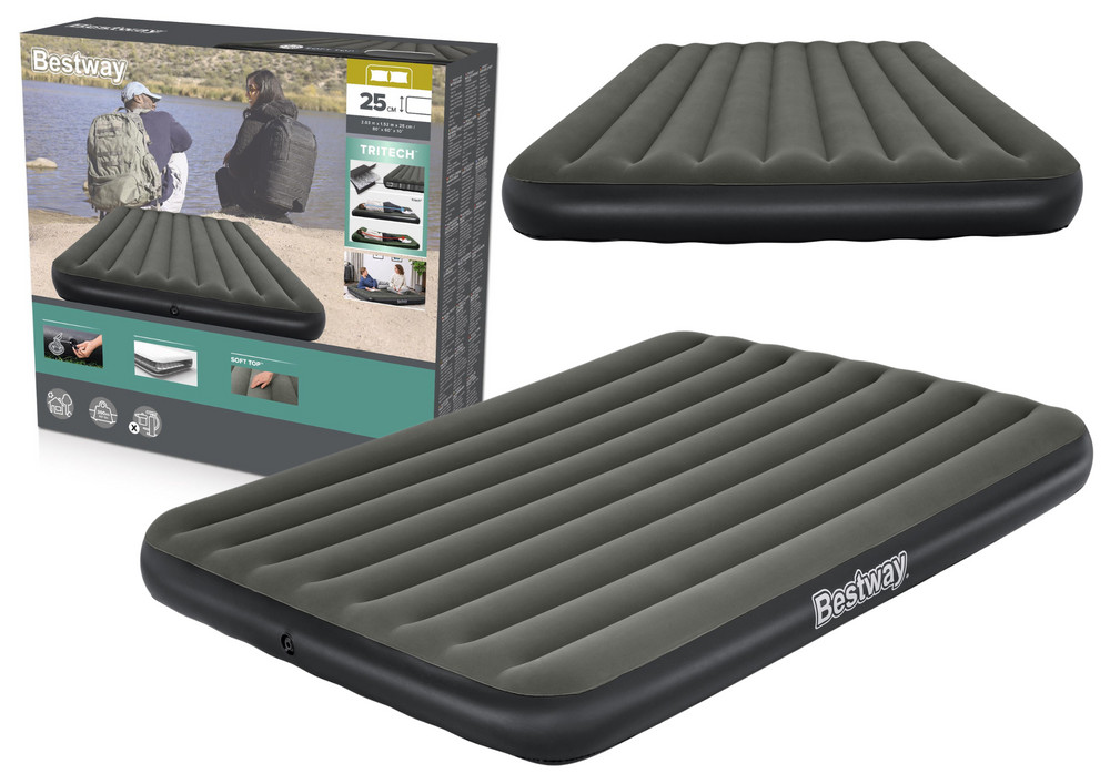 Bestway 6713N fekete felfújható matrac, 203 × 152 × 25 cm