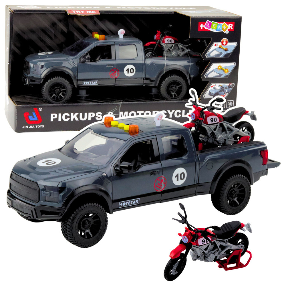 Szürke pickup motorral, fénnyel és hanggal – 1:12