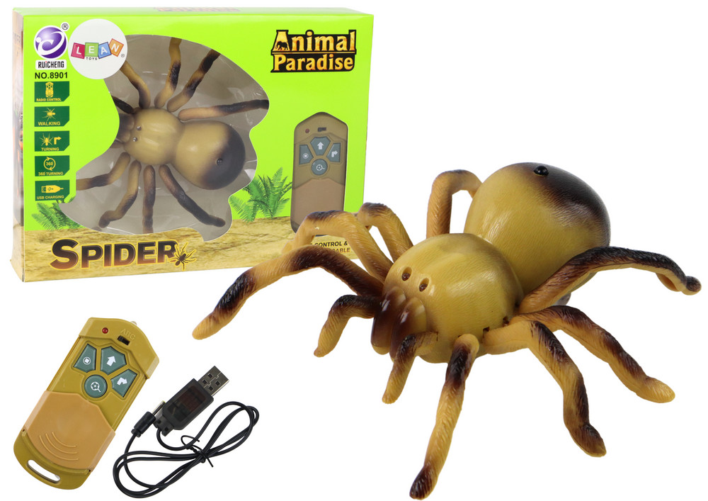 Távirányítós tarantulapók világító szemmel, sárga-barna
