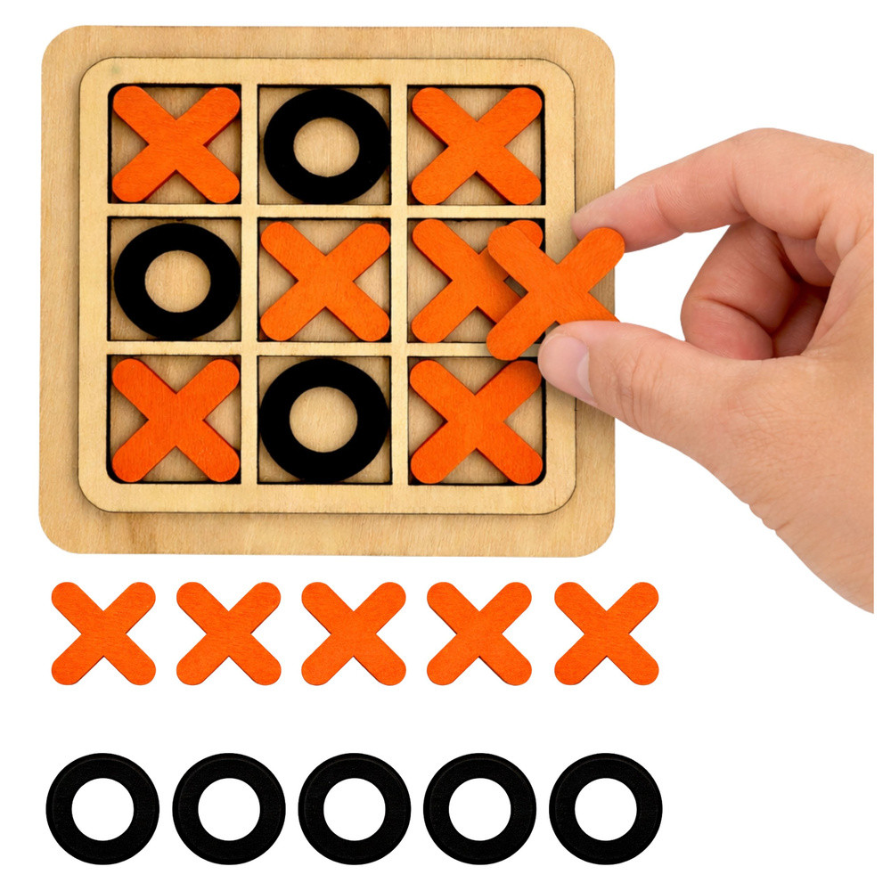 Tic-Tac-Toe Game Strategic Logic Wooden Classic Board