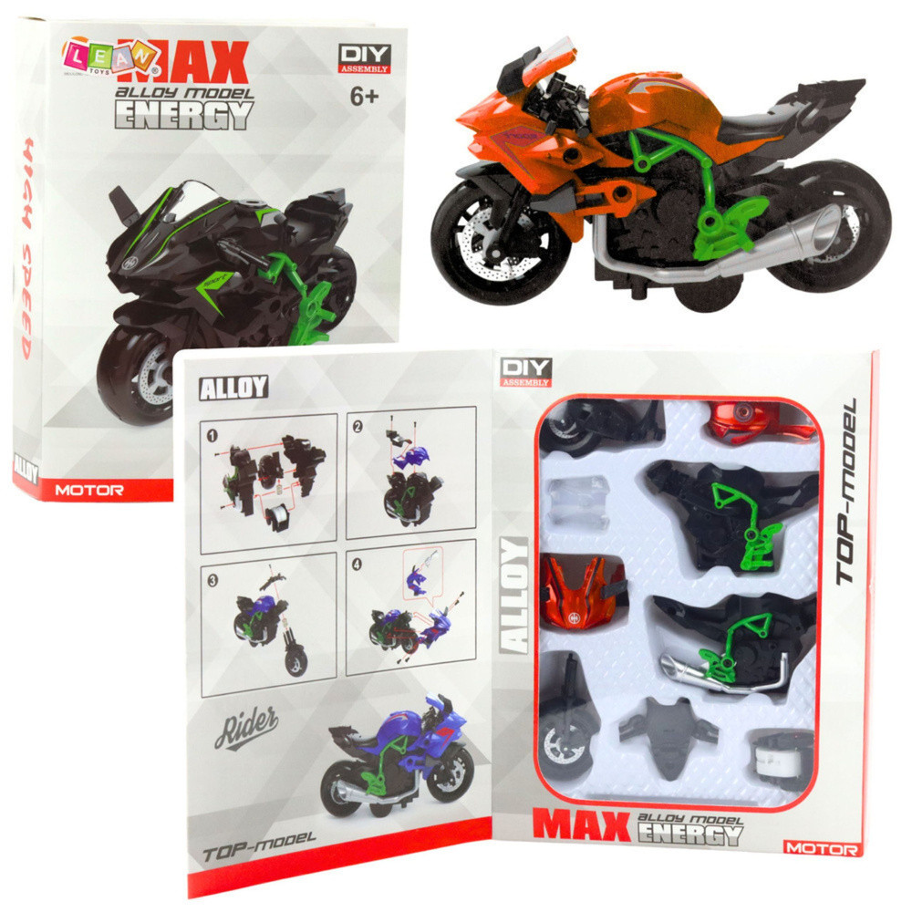 Összeszerelhető fém motormodell, 1:14 – narancssárga-zöld