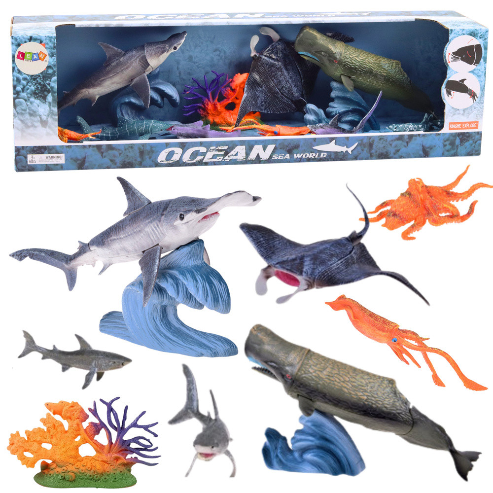 Set of Figures Sea Animals Movable Elements Ray