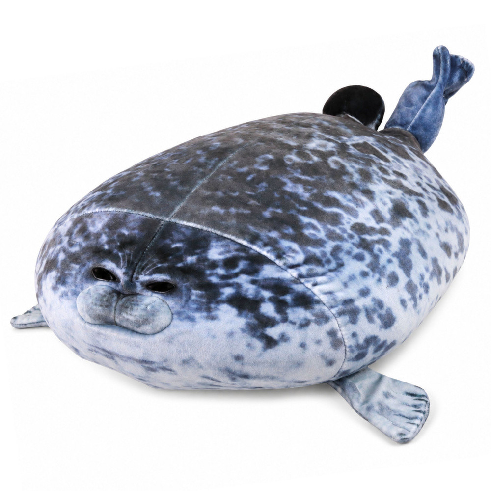 Élethű szürke plüss fóka, 38 cm