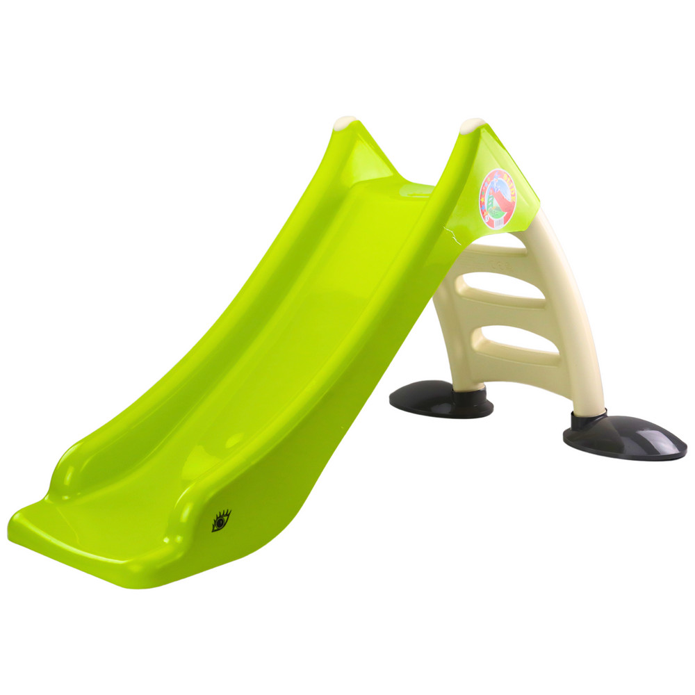 424 kerti gyermekcsúszda háromfokú létrával – limezöld, 130 cm