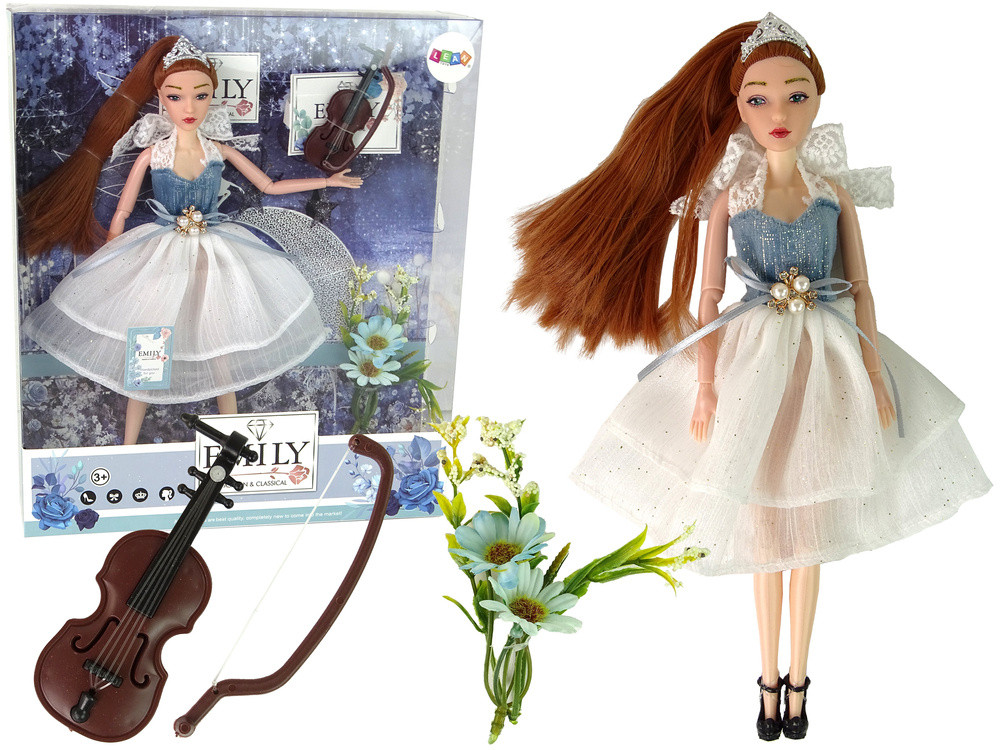Emily baba hegedűvel és virágokkal – 30 cm