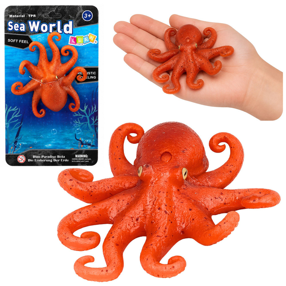 Rubber Octopus Figurine Stretchable Realistic Sea Animal 14cm