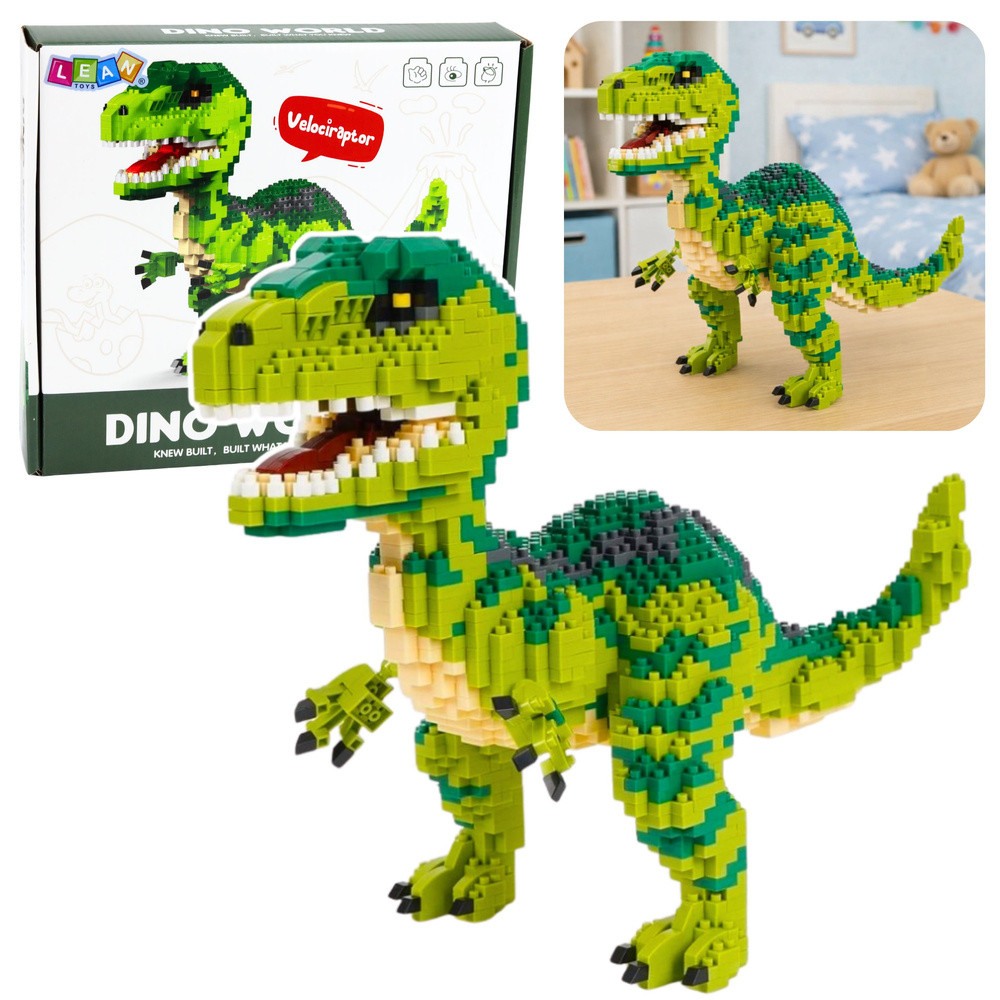 Velociraptor dinoszaurusz 3D építőkocka-készlet, 1457 darabos