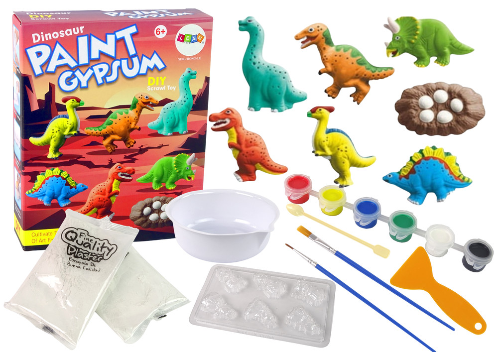 Dinoszauruszos gipszöntő és hűtőmágnes-készítő készlet
