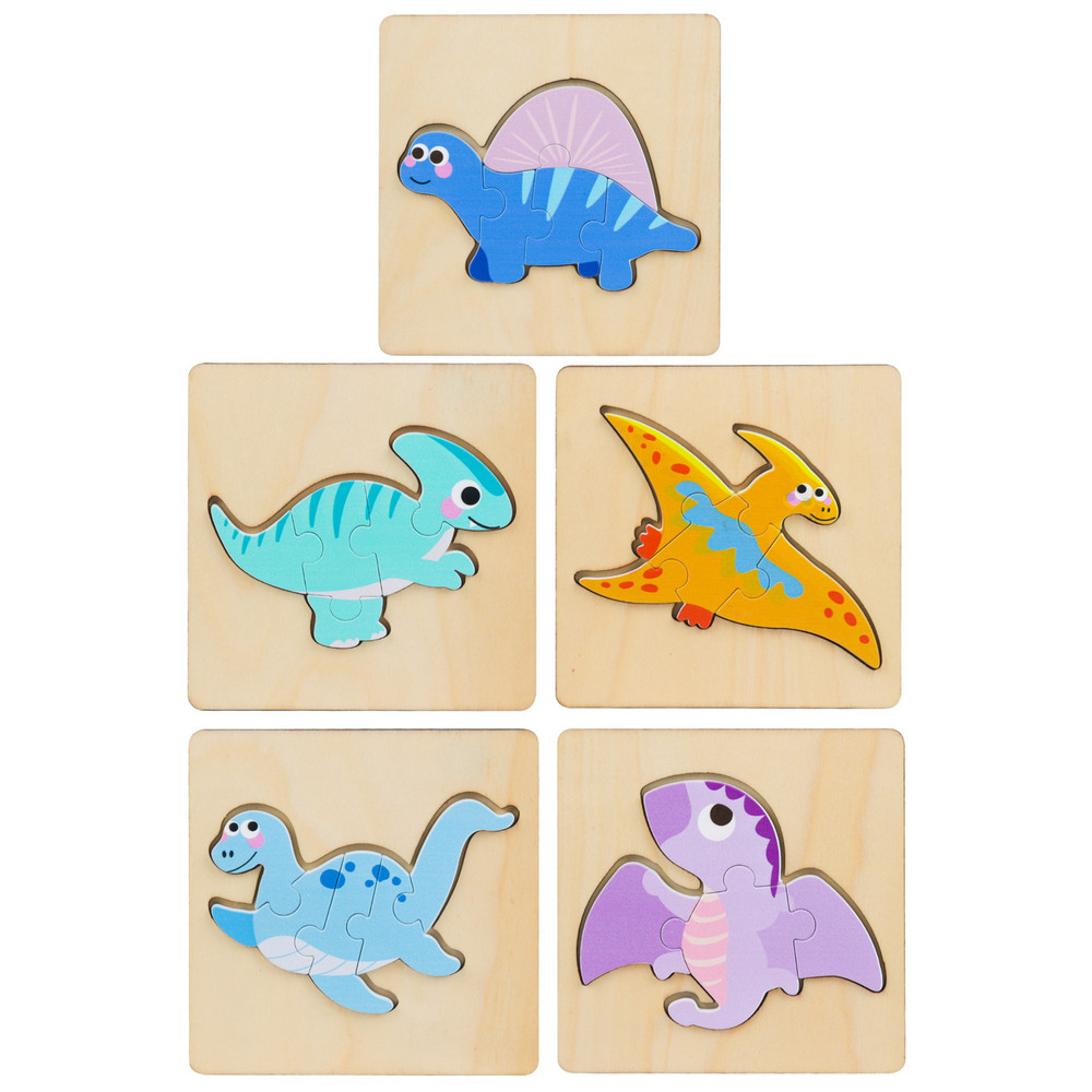 Fa dinoszauruszos kirakó – 11 × 11 cm, véletlen mintával