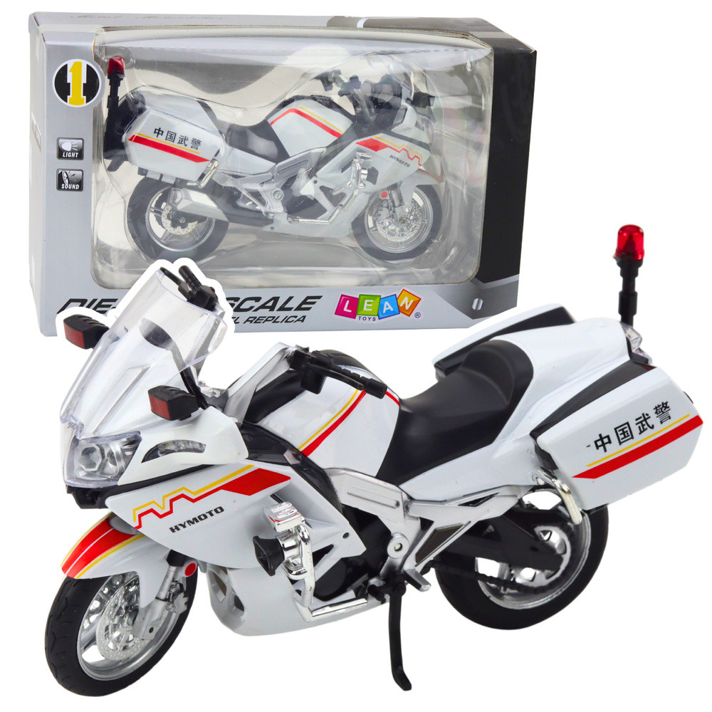 Motormodell fénnyel és hanggal, 1:12 – fehér-piros-sárga