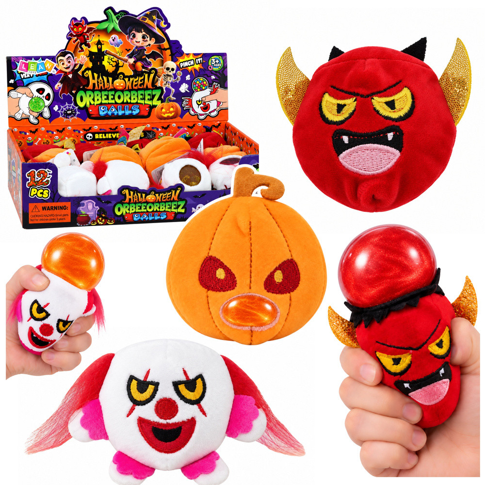 Halloween csillámos plüss nyomkodós figura, kb. 8 cm