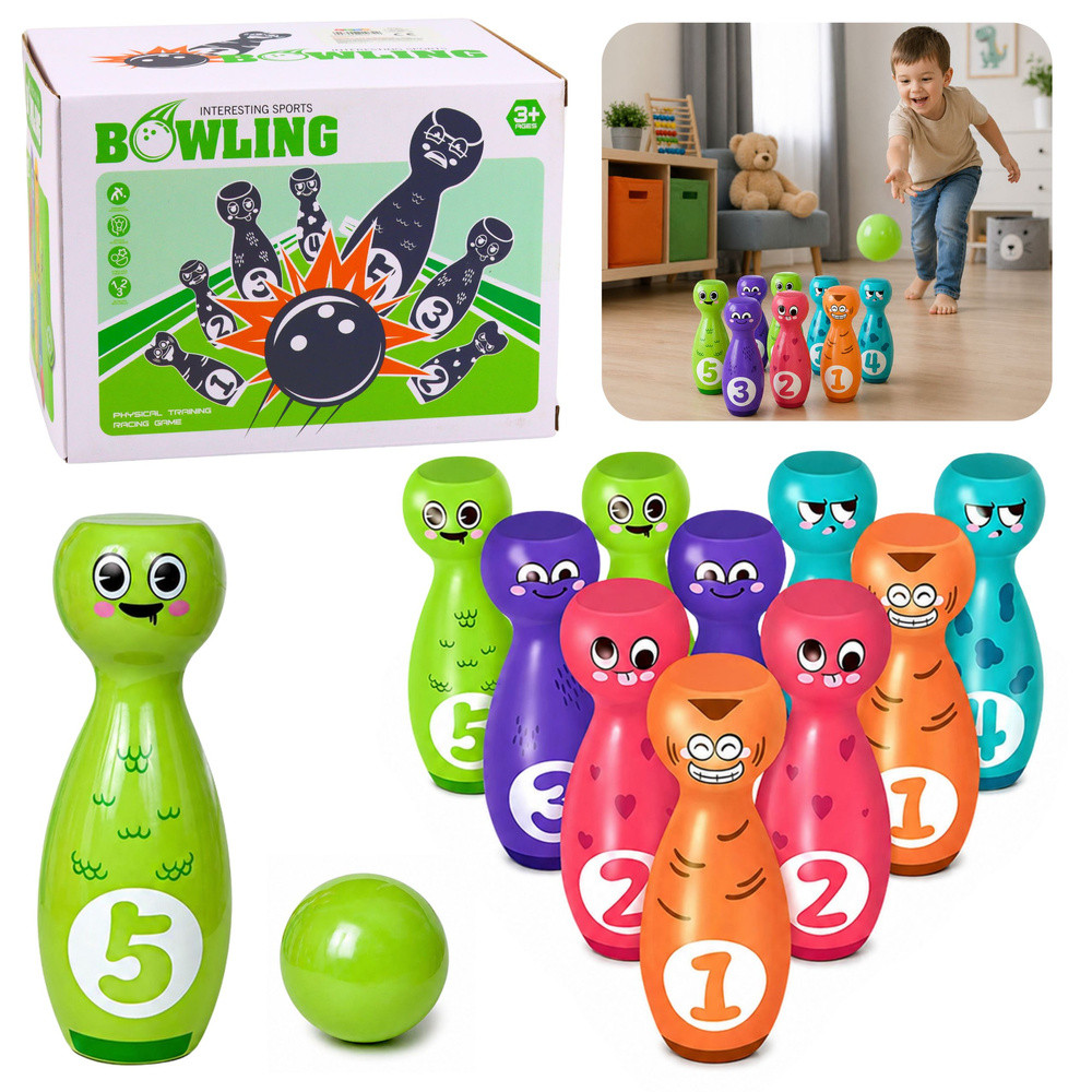 Számozott, mosolygós bowlingjáték 12 elemmel