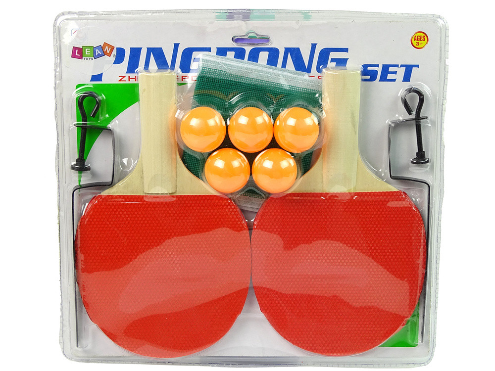 Pingpongkészlet hálóval, 2 ütővel és 5 labdával