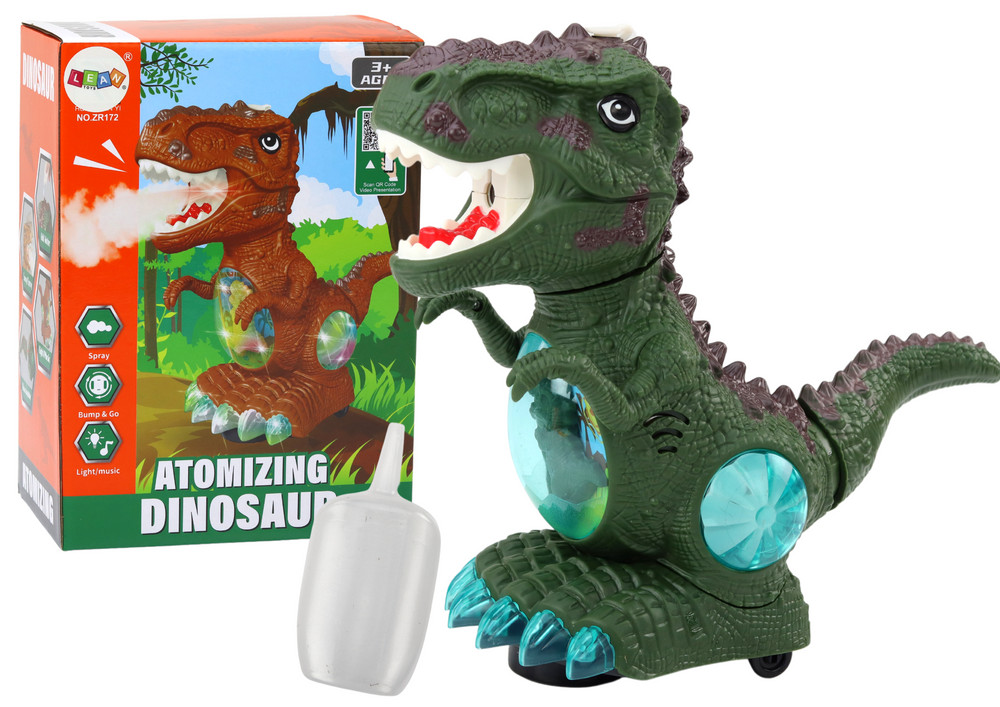Táncoló dinoszaurusz akadályérzékelővel, fényekkel, zöld