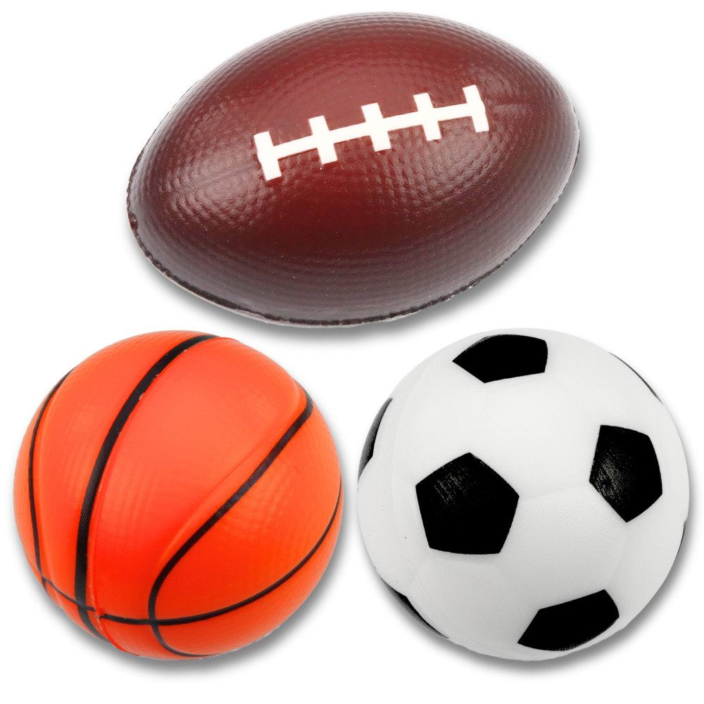 Set of 3 Foam Balls Football Basketball Rugby 10cm