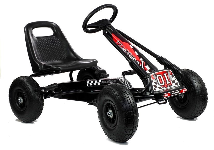 A-15 pedálos gokart – fekete, felfújható kerekekkel