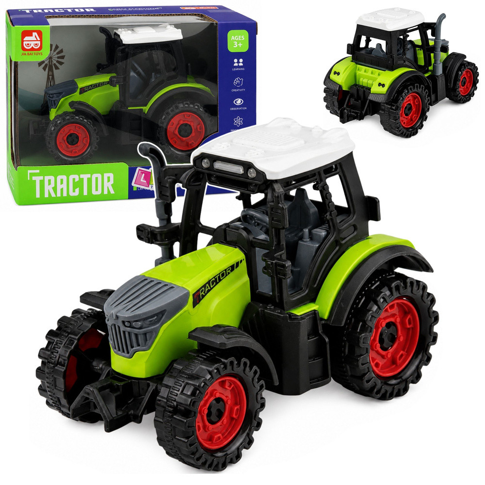 Zöld lendkerekes játék traktor – 15 cm