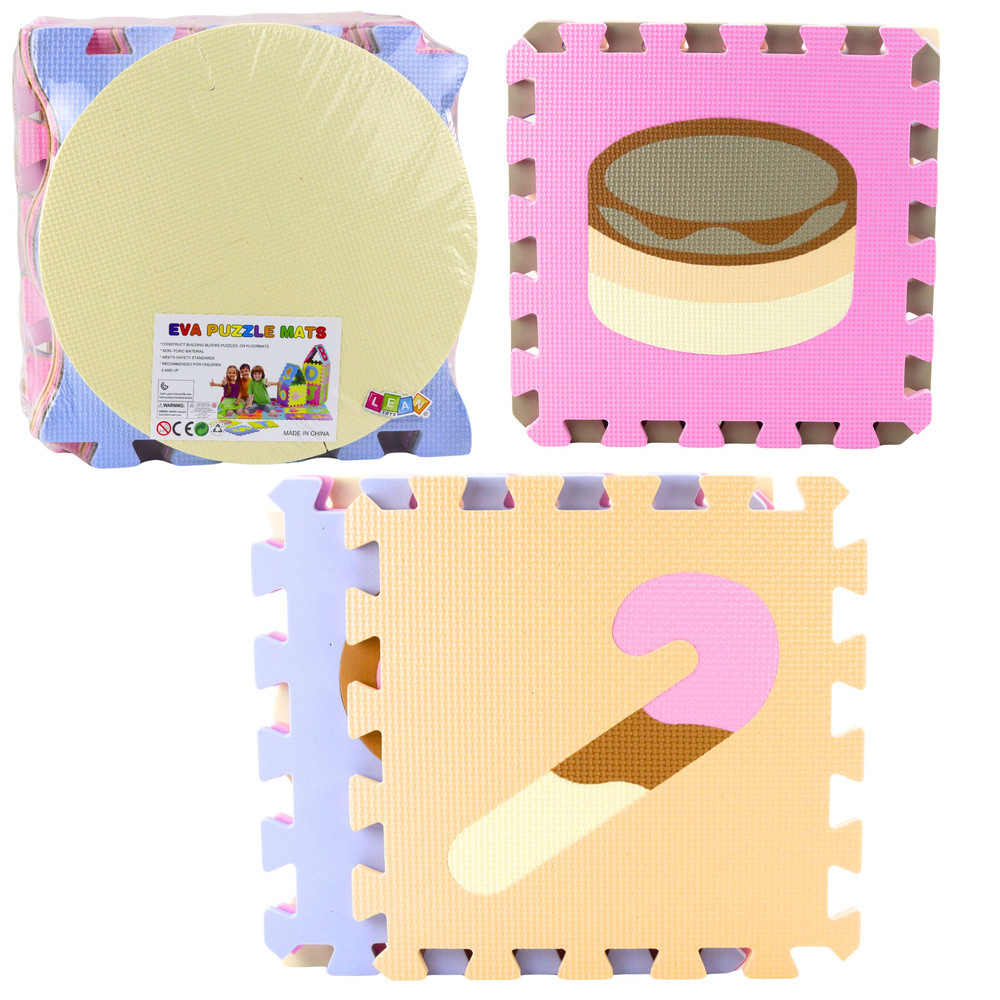 Puha EVA puzzle játszószőnyeg, állatos, 16 darab, pasztell
