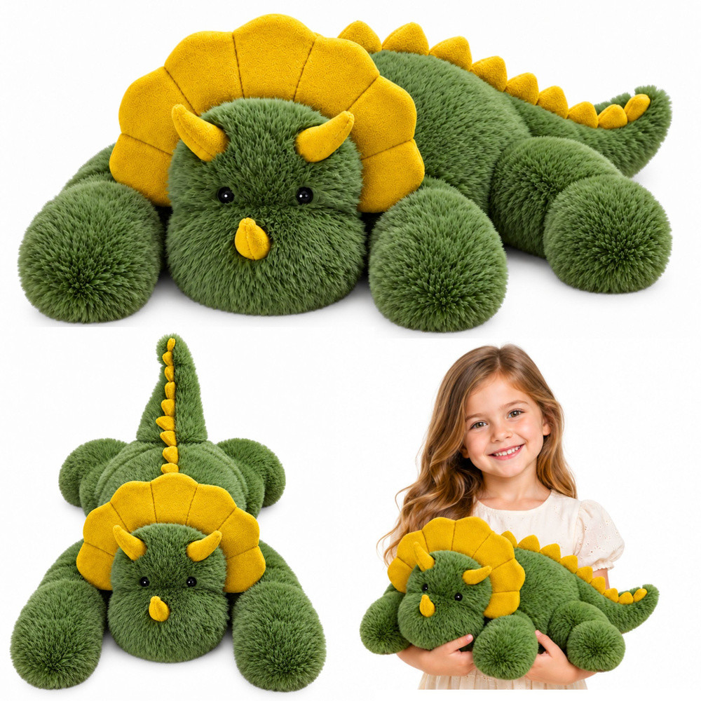 Nagy zöld plüss dinoszaurusz hosszú lábakkal – 60 cm