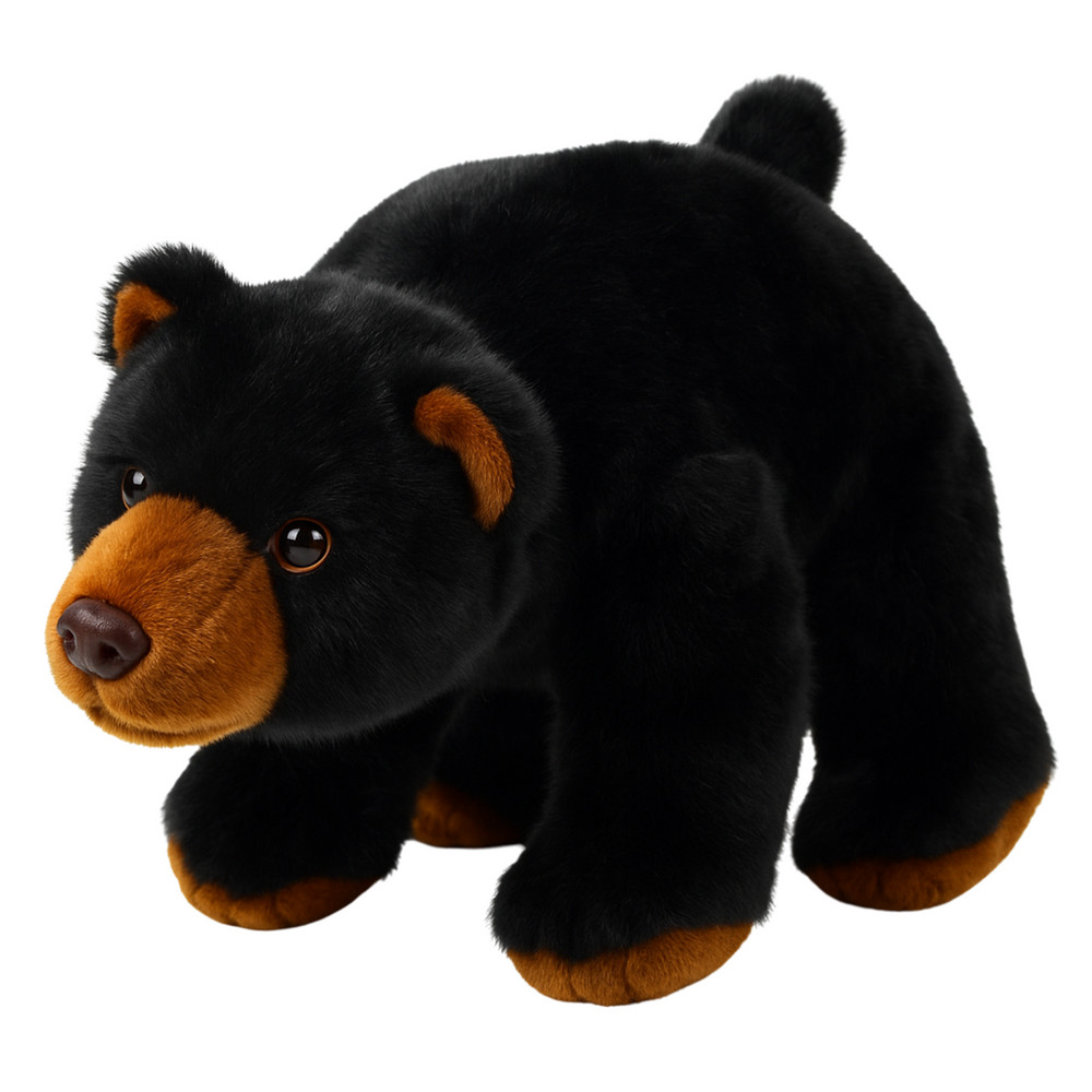 Fekete plüss medve, 28 cm