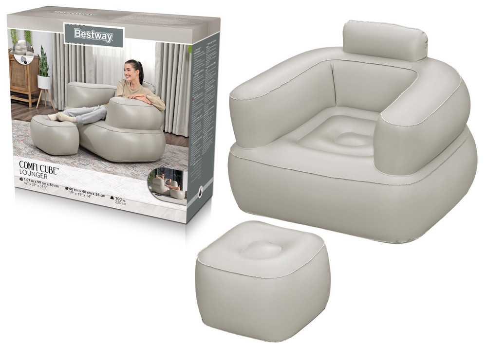 Bestway 75137 bézs felfújható fotel, 107 × 99 × 80 cm