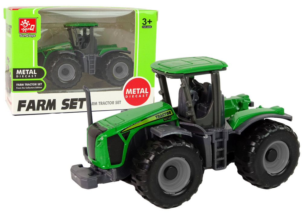 Zöld mini játék traktor, 8 cm