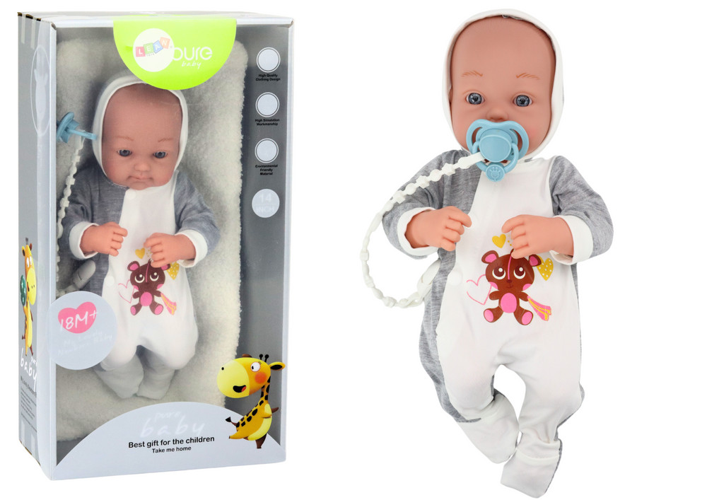 Bébibaba cumival és takaróval, 35 cm