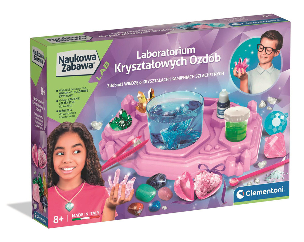 Clementoni 50398 kristályékszer-laboratórium, ásványokkal – LENGYEL NYELVŰ
