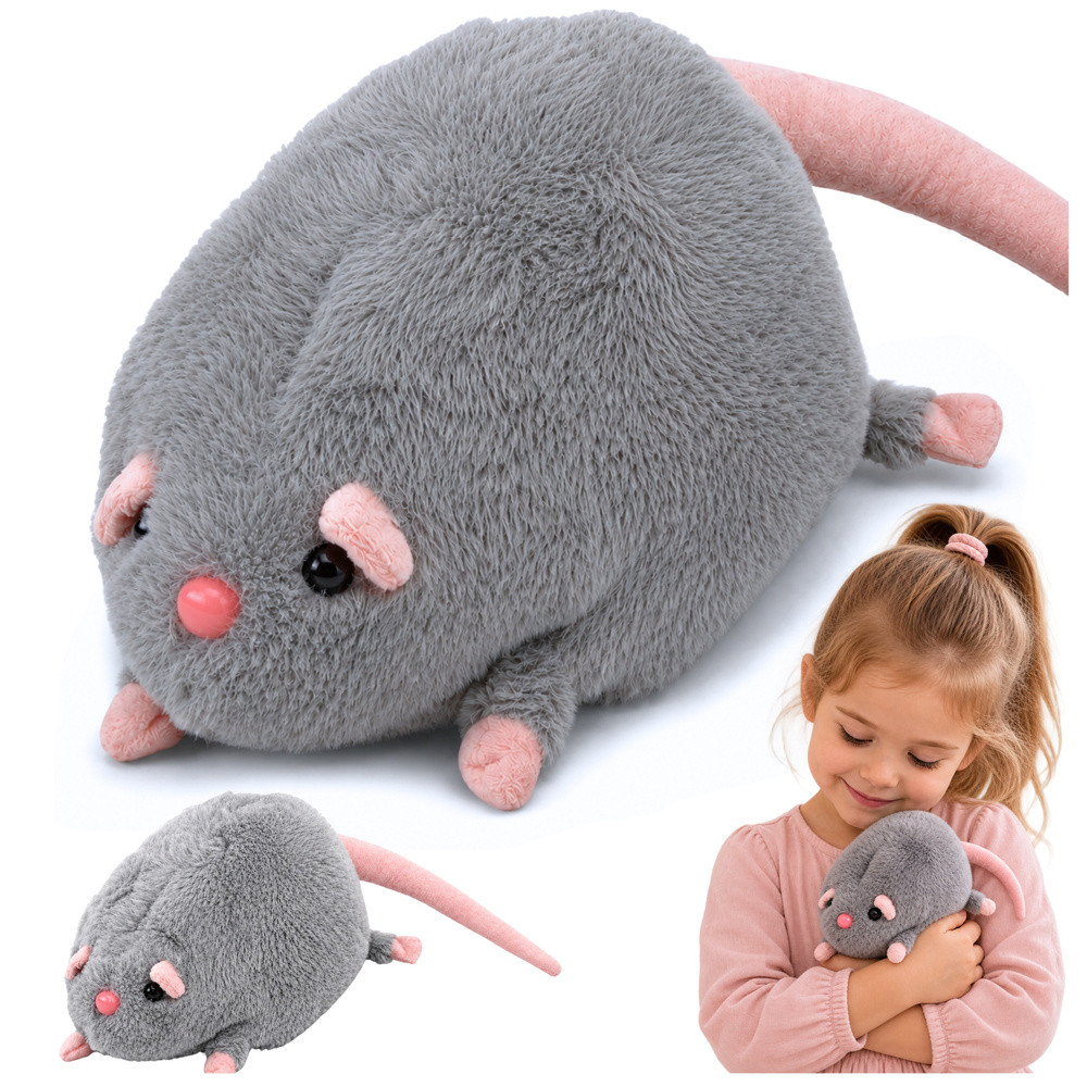 Szürke plüss patkány hosszú farokkal, 40 cm