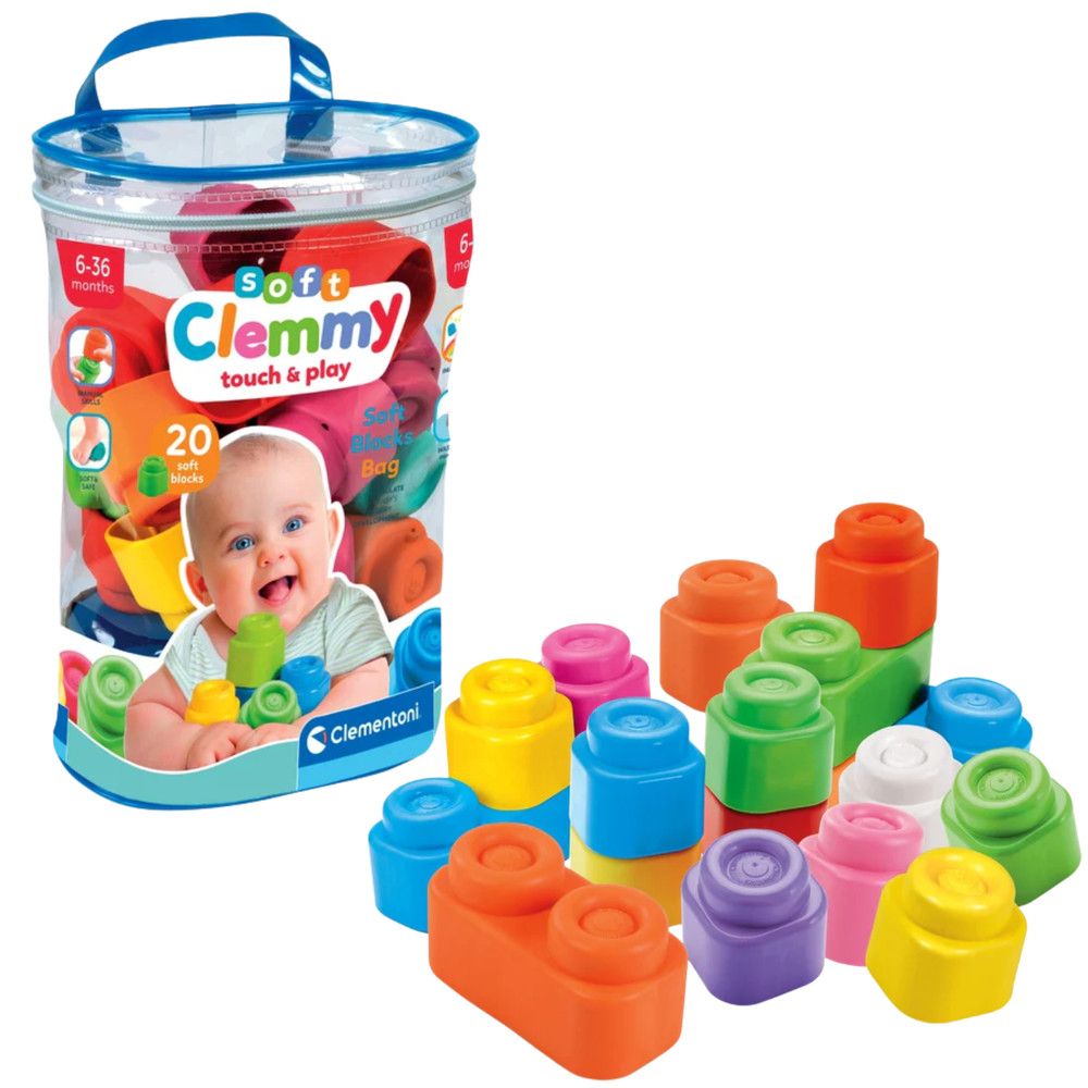 Clementoni Baby Clemmy puha építőkockák táskában, 20 db, 17877